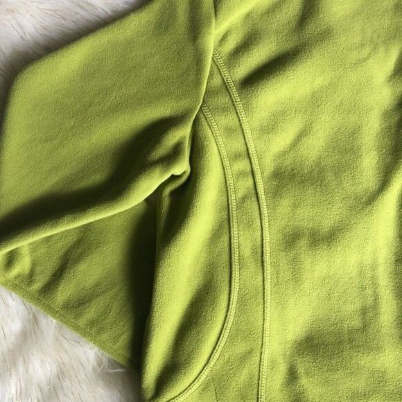 Barrage Upcycled Faux Fur Collar Zip Front Lime Fleece Sweater Jacket XL - Picture 3 of 13